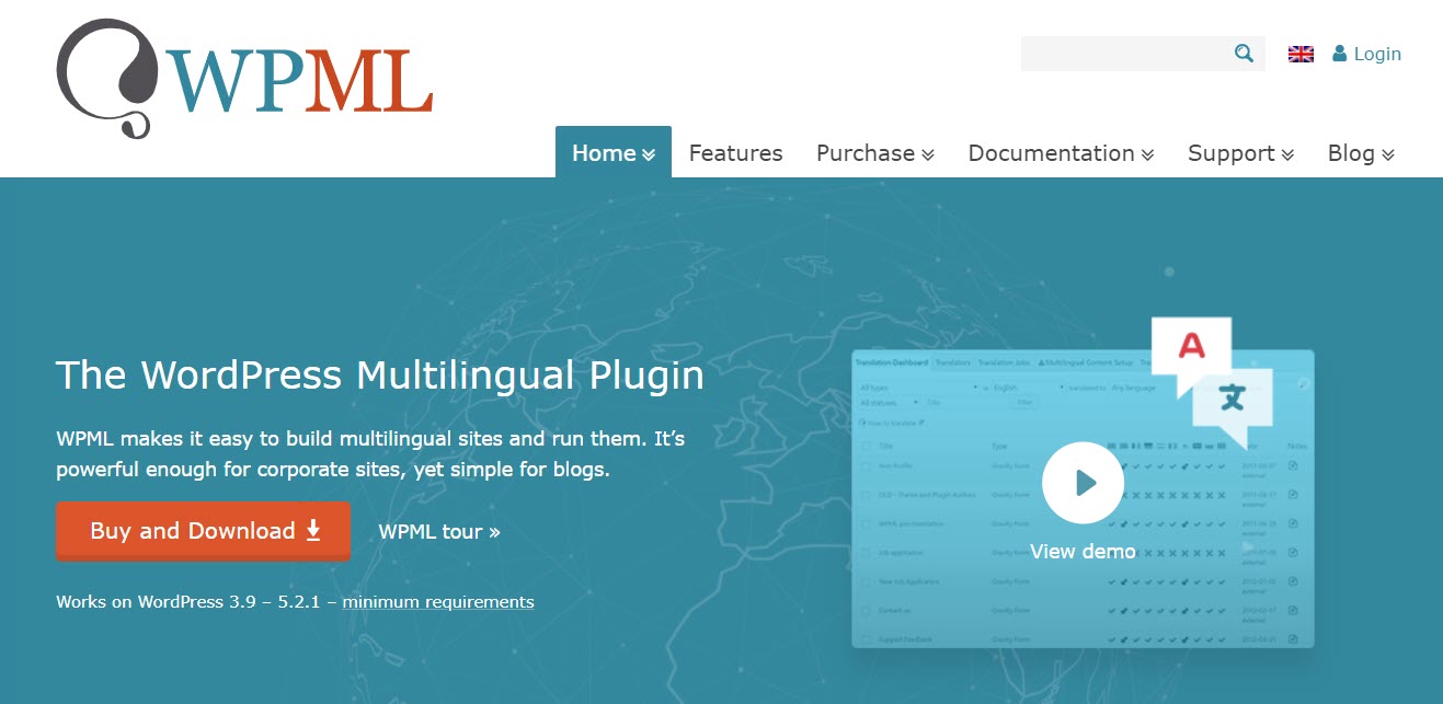 Beranda plugin terjemahan WPML WordPress