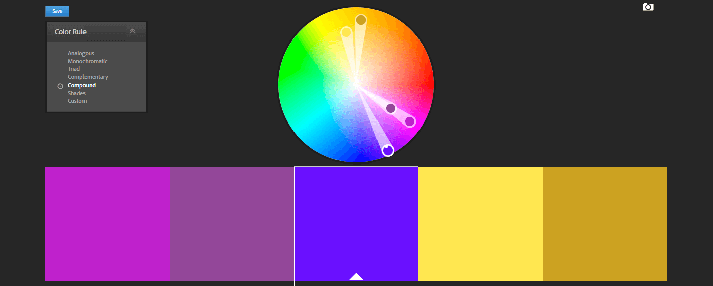 Príklad zloženej farebnej schémy.