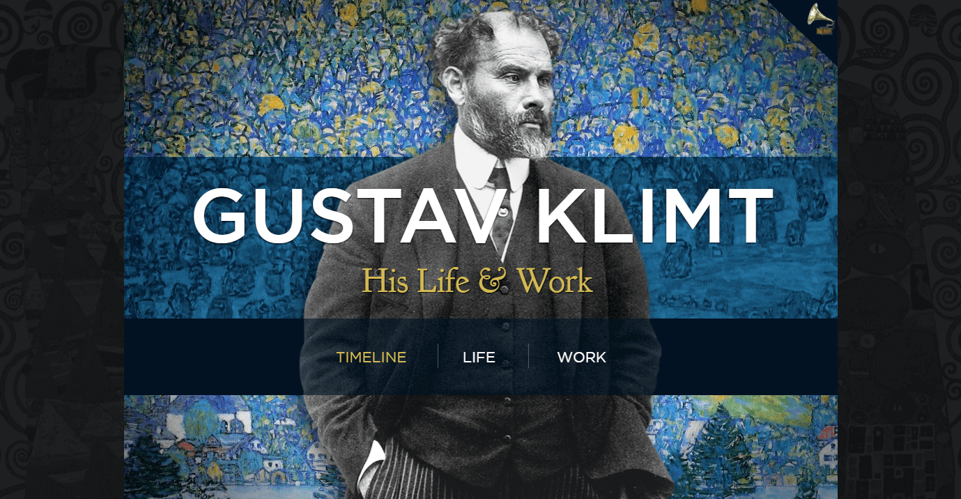 Webová stránka pre Gustav Klimt.