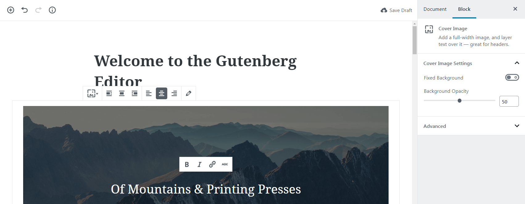 Gutenbergi pildibloki seaded.