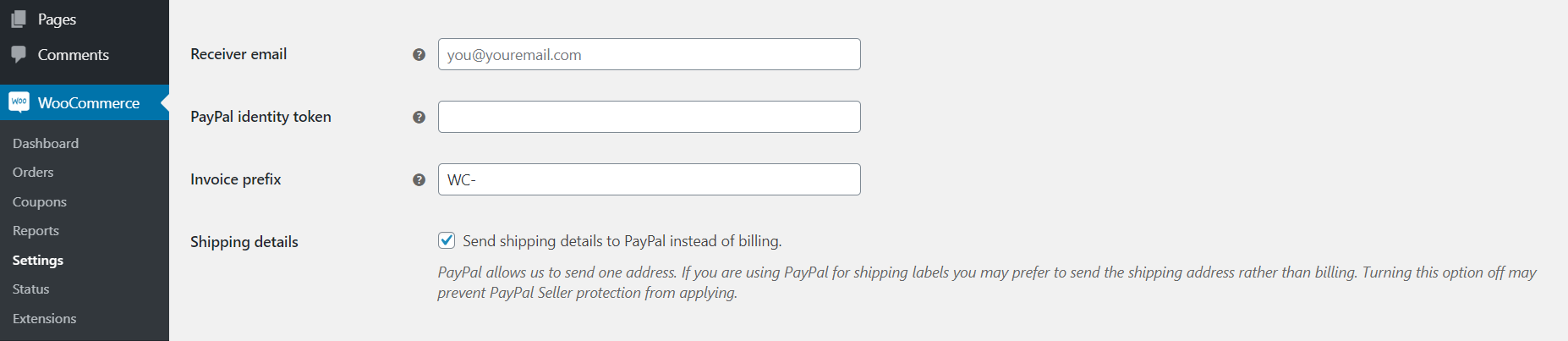 Mengkonfigurasi pengaturan PayPal Anda.