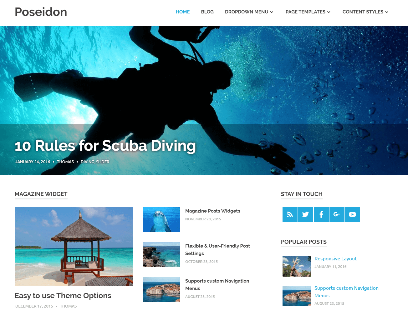 „Poseidon“ nemokama „WordPress“ tinklaraščio tema
