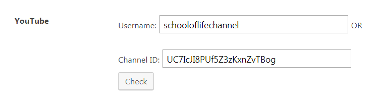 Memasukkan nama pengguna Anda ke plugin YourChannel.